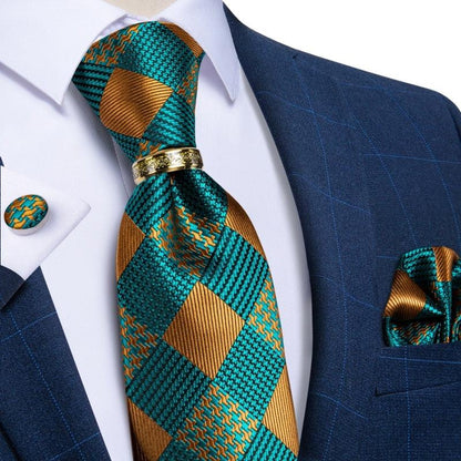 Checkered Silk Necktie Set - Necktie - Guocali