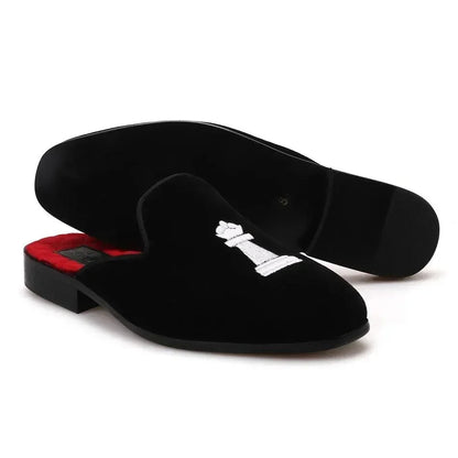 Chess Embroidery Velvet Slip-On Shoes UNISEX -Guocali