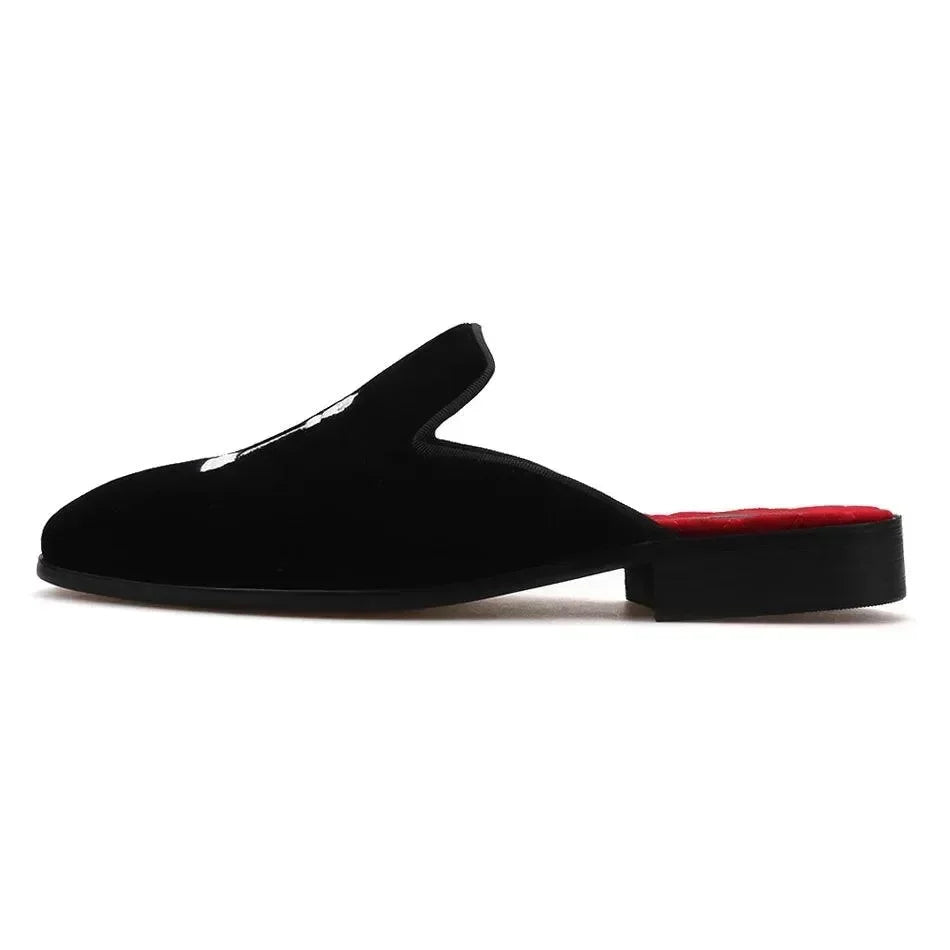 Chess Embroidery Velvet Slip-On Shoes UNISEX -Guocali