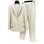 Chic, Elegant, Professional Women's Pant Suit - Geometric Single-Breasted