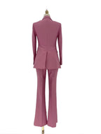 Chic Elegant Professional Women's Pant Suit - Solid Single-Breasted