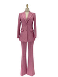 Chic Elegant Professional Women's Pant Suit - Solid Single-Breasted