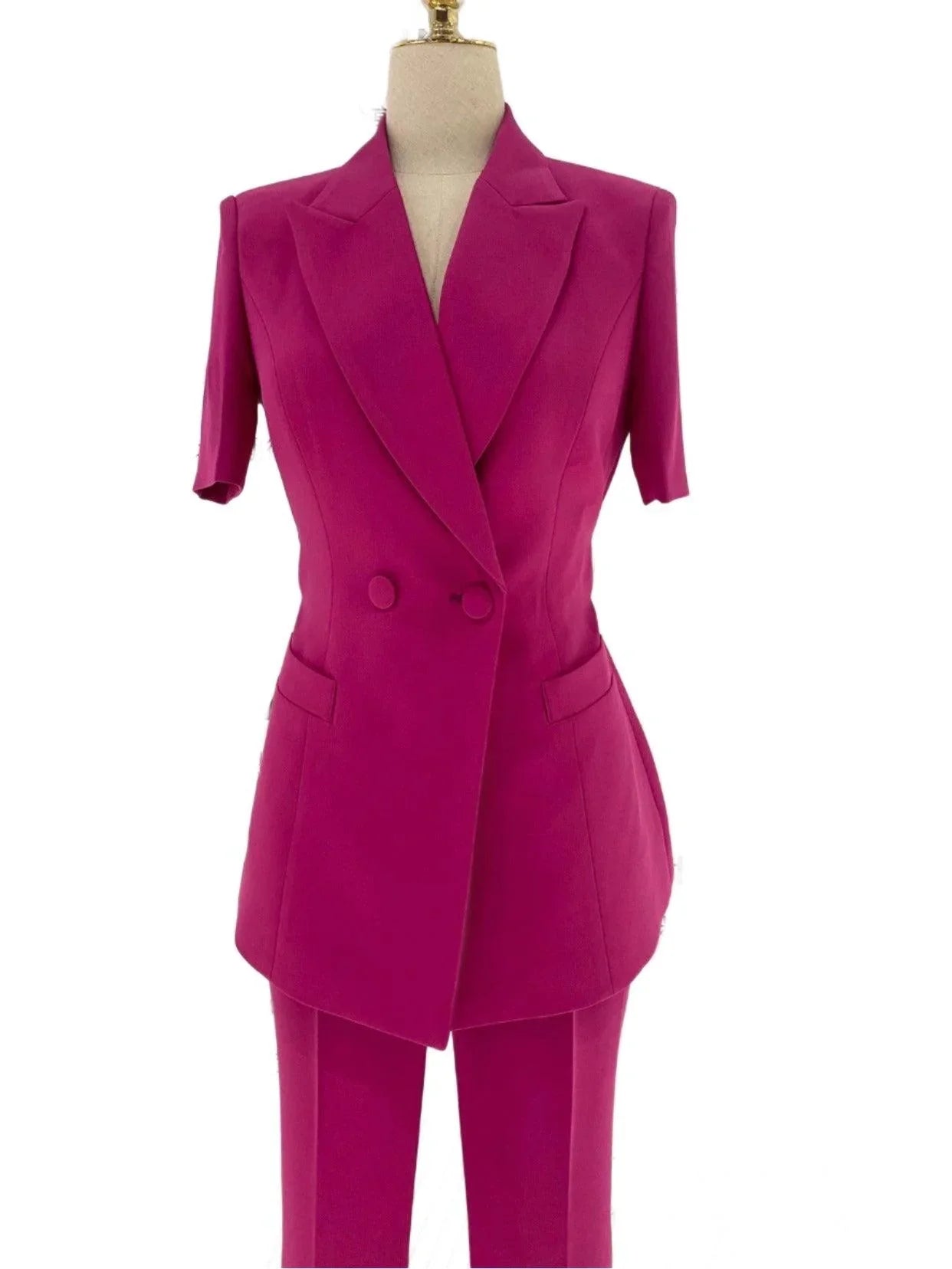 Chic Elegant Women's Pant Suit - Solid Belted