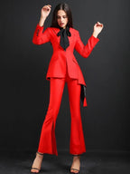 Chic, Elegant Women's Pant Suit - Solid Zipper