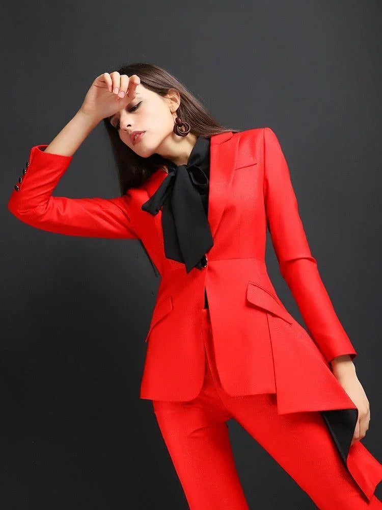 Chic, Elegant Women's Pant Suit - Solid Zipper