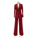 Chic, Professional, Elegant Women's Pant Suit - Solid Single-Breasted