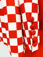 Chic Professional Women's Pant Suit - Checkered Zipper