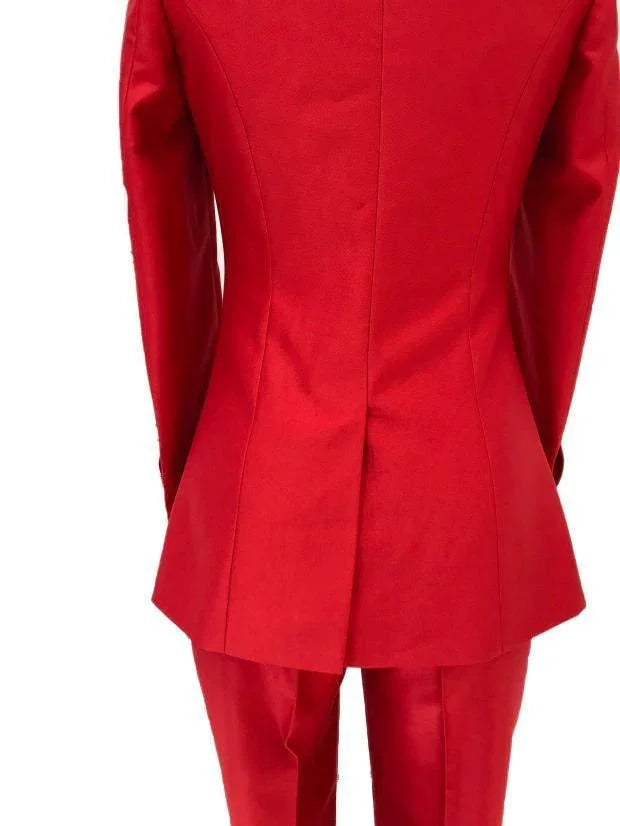 Chic, Professional Women's Pant Suit - Solid Double-Breasted