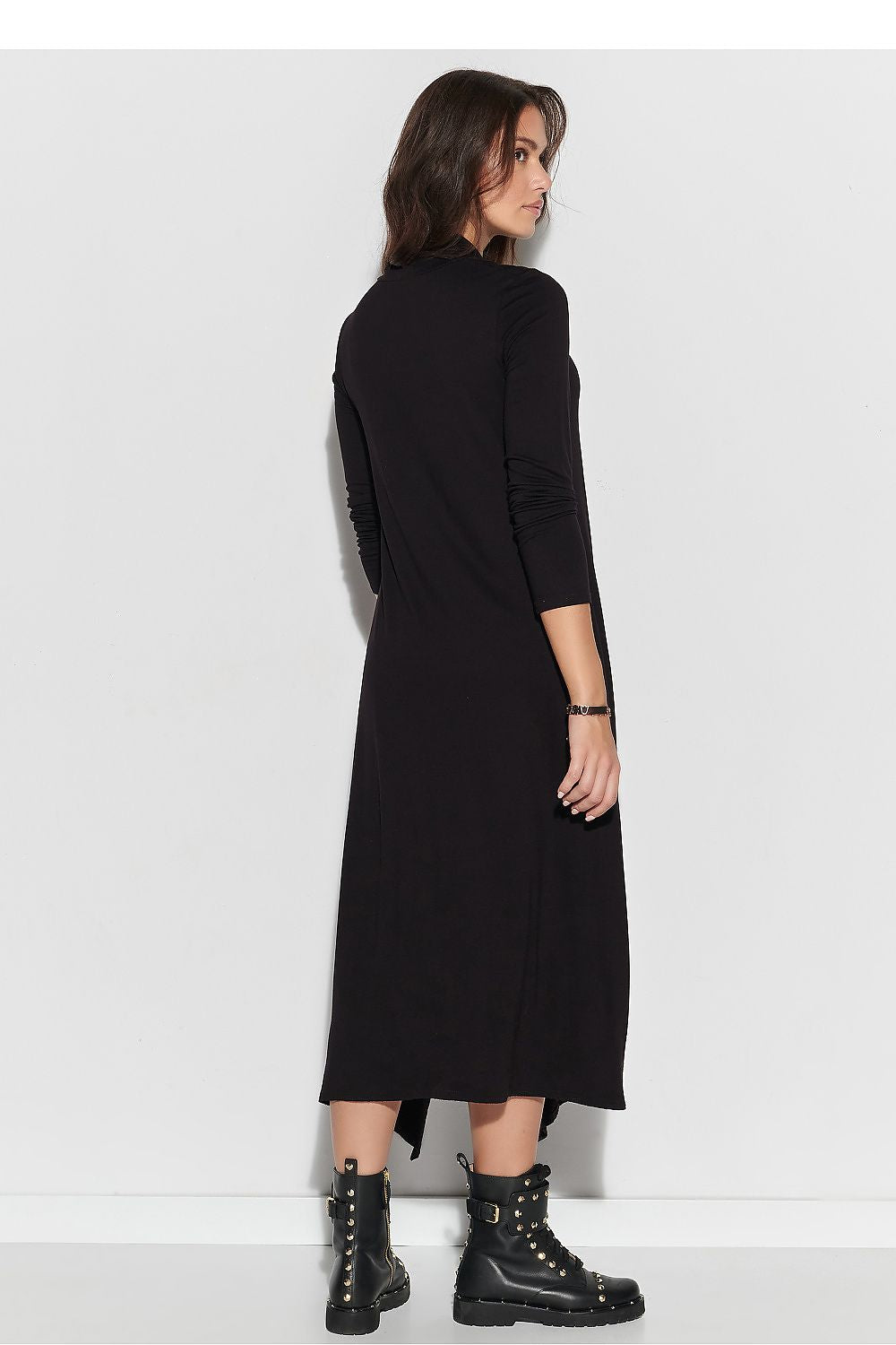 chic solid classic long sleeves mini day dress – Daydress | GUOCALI – view 2