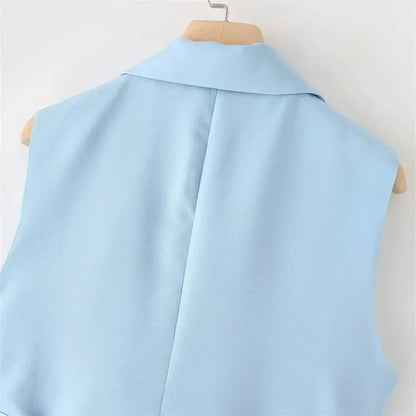 Chic Western Belted Vest Pant Suit -Guocali