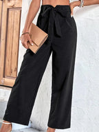 Chic Women's Cropped Pants – High-Waist Flat Front -Guocali