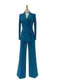 Chic Women's Pant Suit - Solid Button