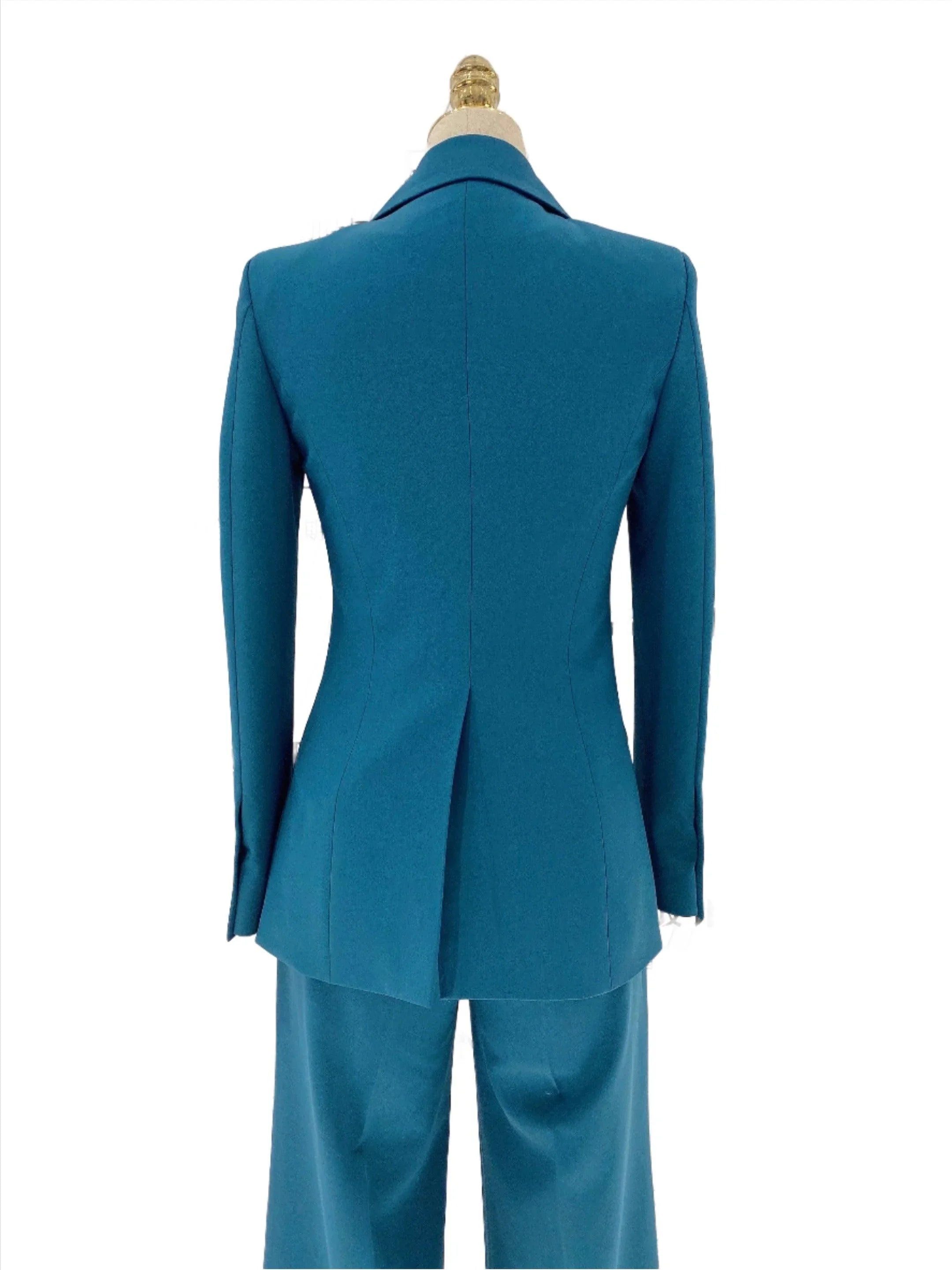 Chic Women's Pant Suit - Solid Button