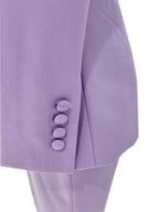 Chic Women's Pant Suit - Solid Double-Breasted - Lavender