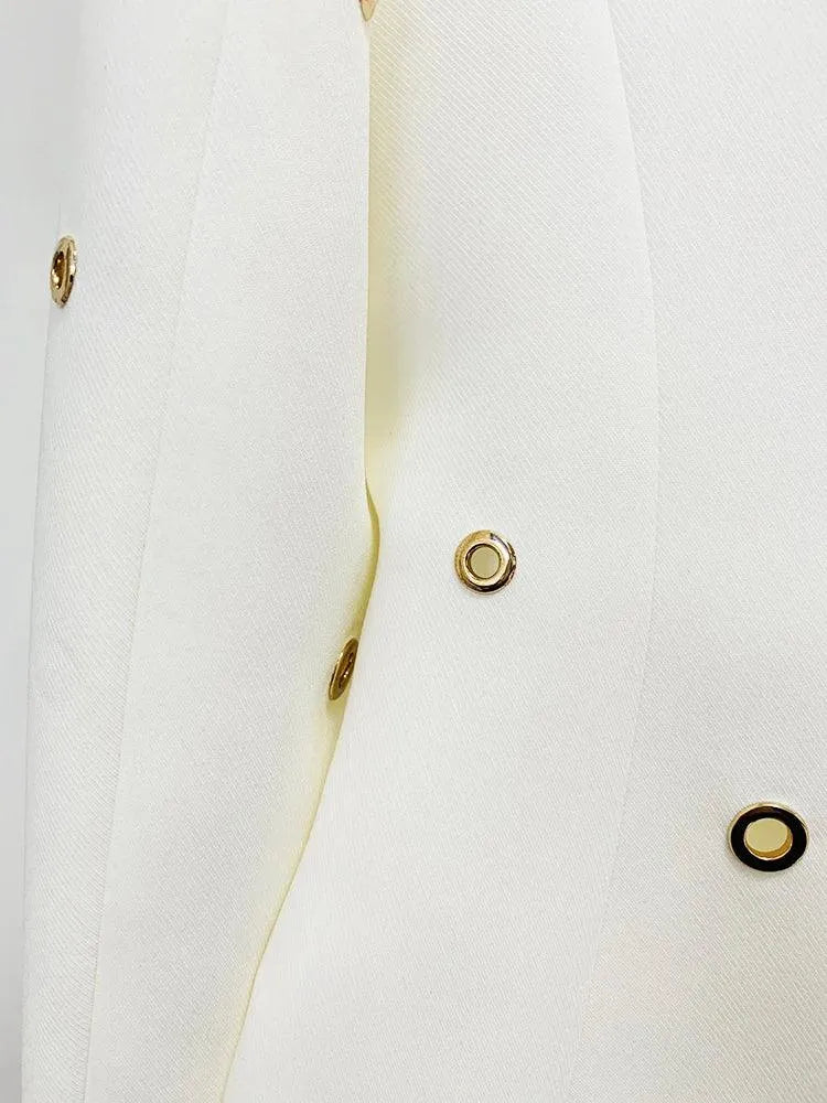 Chic Women's Pant Suit - Solid Single-Breasted, Black