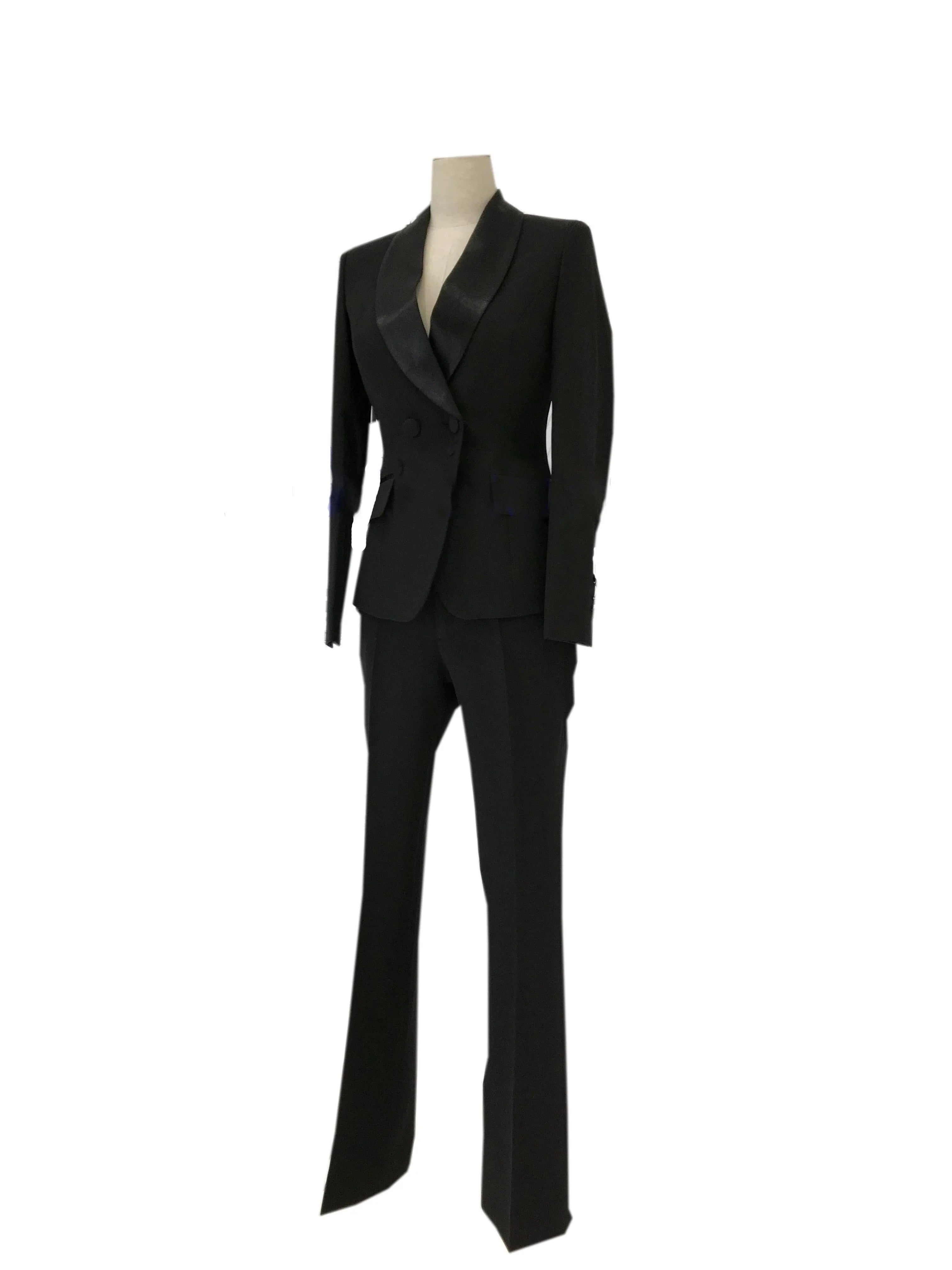 Chic Women's Pant Suit - Solid Zipper, Black