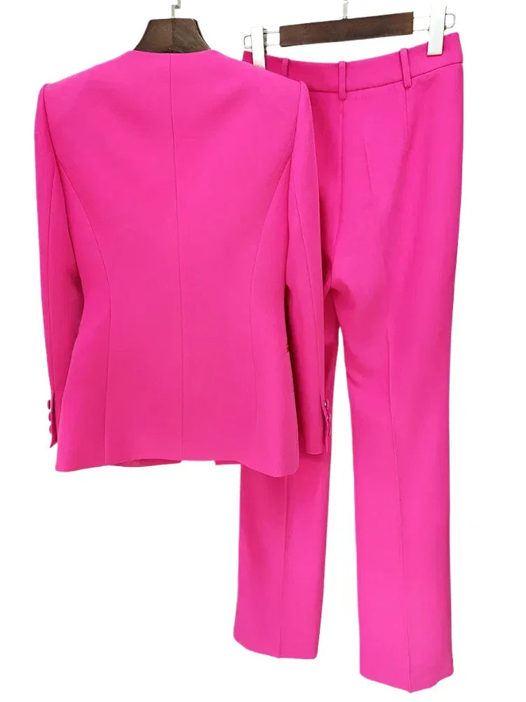 Chic Women's Pant Suit - Solid Zipper, Black