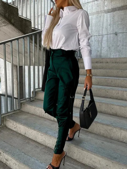 Chic Women's Trousers – High-Waist Slim Fit -Guocali