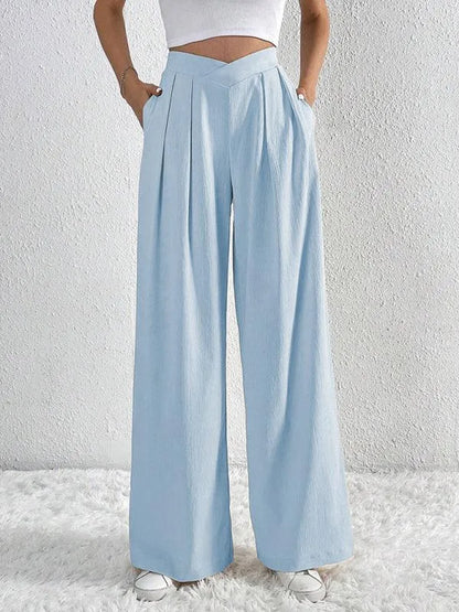 Chic Women Wide Leg Pants – High Rise Pleated -Guocali