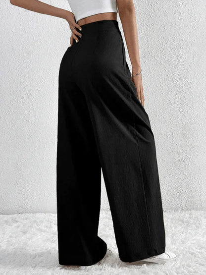Chic Women Wide Leg Pants – High Rise Pleated -Guocali