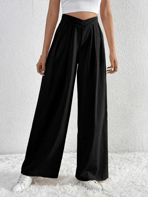 Chic Women Wide Leg Pants – High Rise Pleated -Guocali