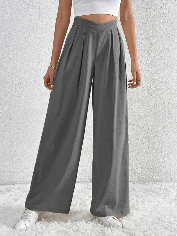 Chic Women Wide Leg Pants – High Rise Pleated -Guocali