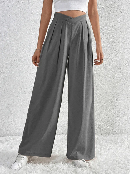 Chic Women Wide Leg Pants – High Rise Pleated -Guocali