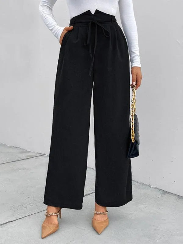 Chic Women Wide Leg Pants – High-Waist Elastic -Guocali
