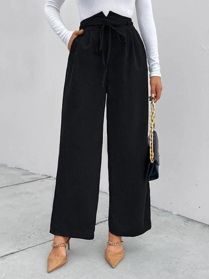 Chic Women Wide Leg Pants – High-Waist Elastic -Guocali