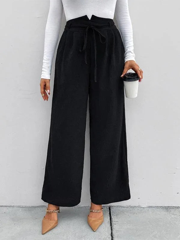 Chic Women Wide Leg Pants – High-Waist Elastic -Guocali