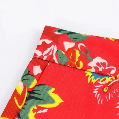 Chic Women Wide Leg Pants – High-Waist Floral -Guocali