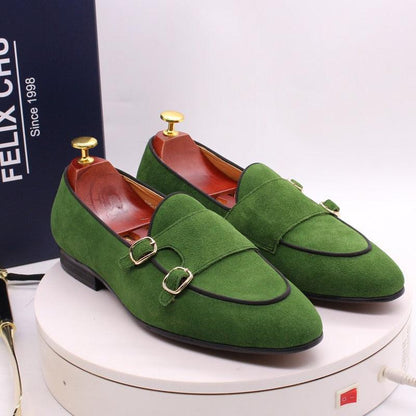 Classic Suede Leather Monk Strap Loafers - Loafer Shoes - Guocali