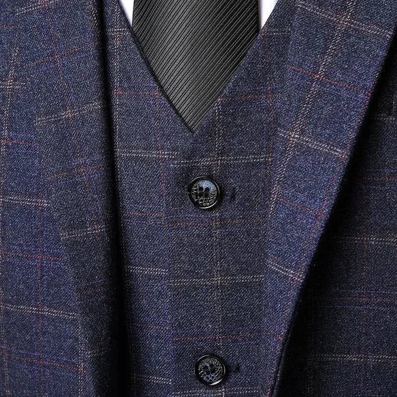Classy Checked Men's Suit - Formal Business Attire -Guocali