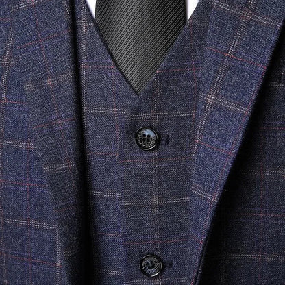 Classy Checked Men's Suit - Formal Business Attire -Guocali