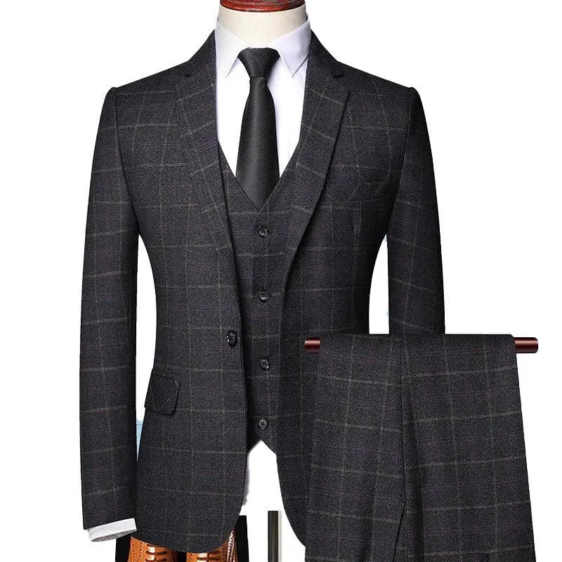 Classy Checked Men's Suit - Formal Business Attire -Guocali