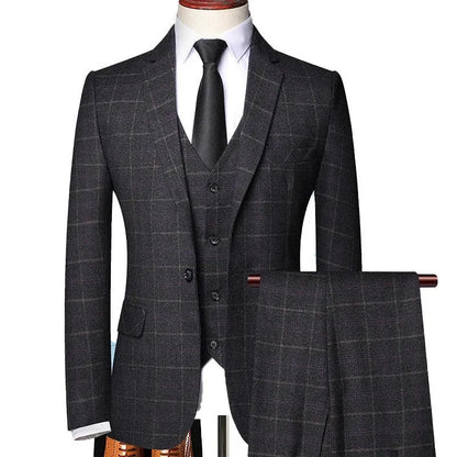 Classy Checked Men's Suit - Formal Business Attire -Guocali