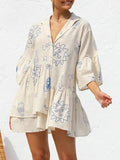 Comfortable Trumpet Sleeve Ethnic Dress -Guocali