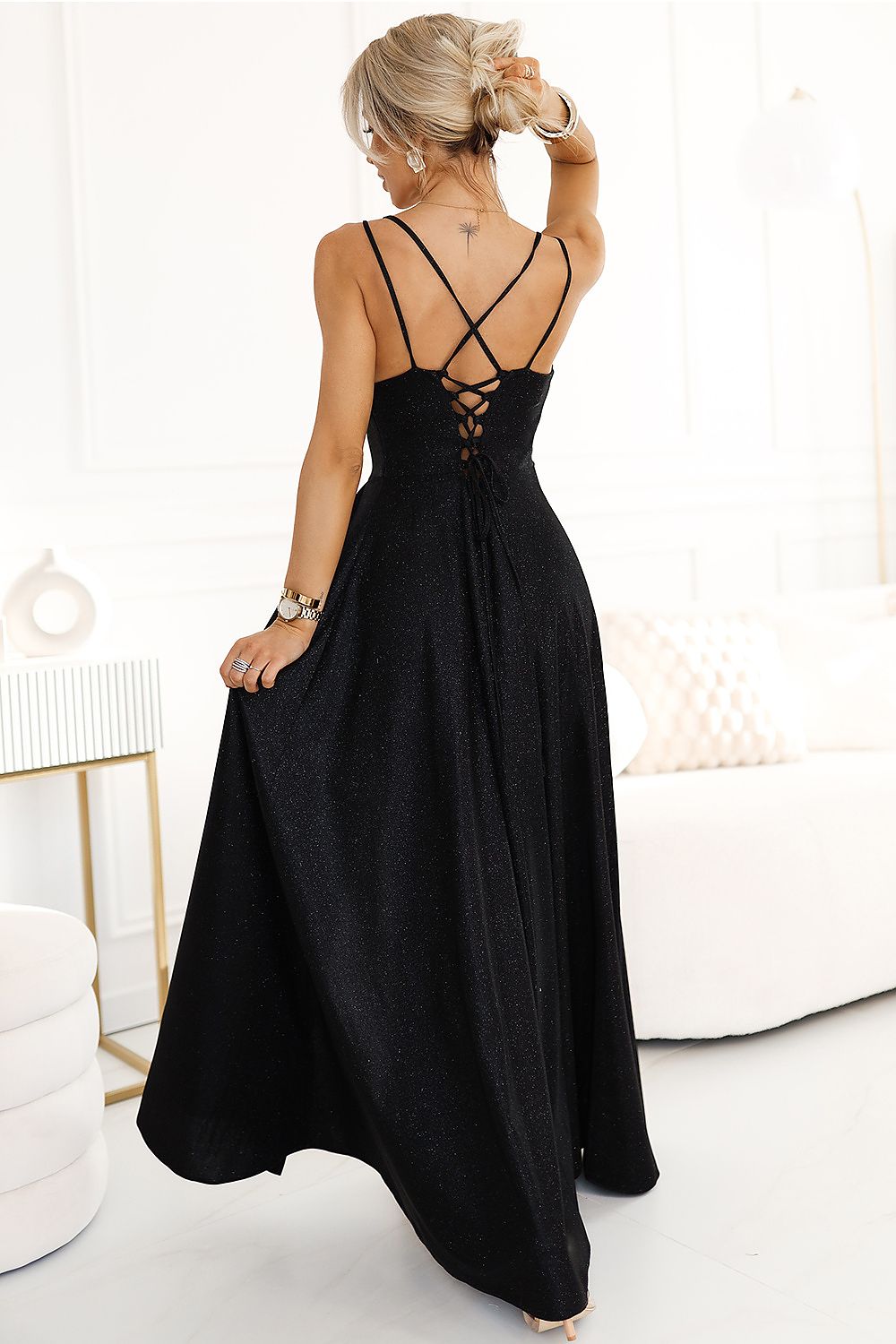 Cowl Neck Wedding Guest Dress – Maxi, Fitted Cut, Corset Bodice – Daydress | GUOCALI – view 2