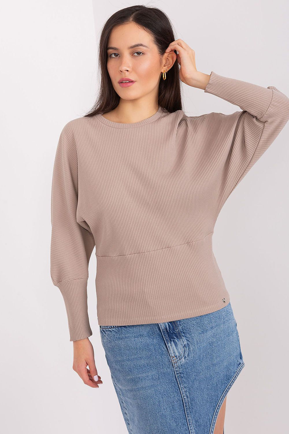 Women's Batwing-Sleeve Blouse - Textured Waist Length