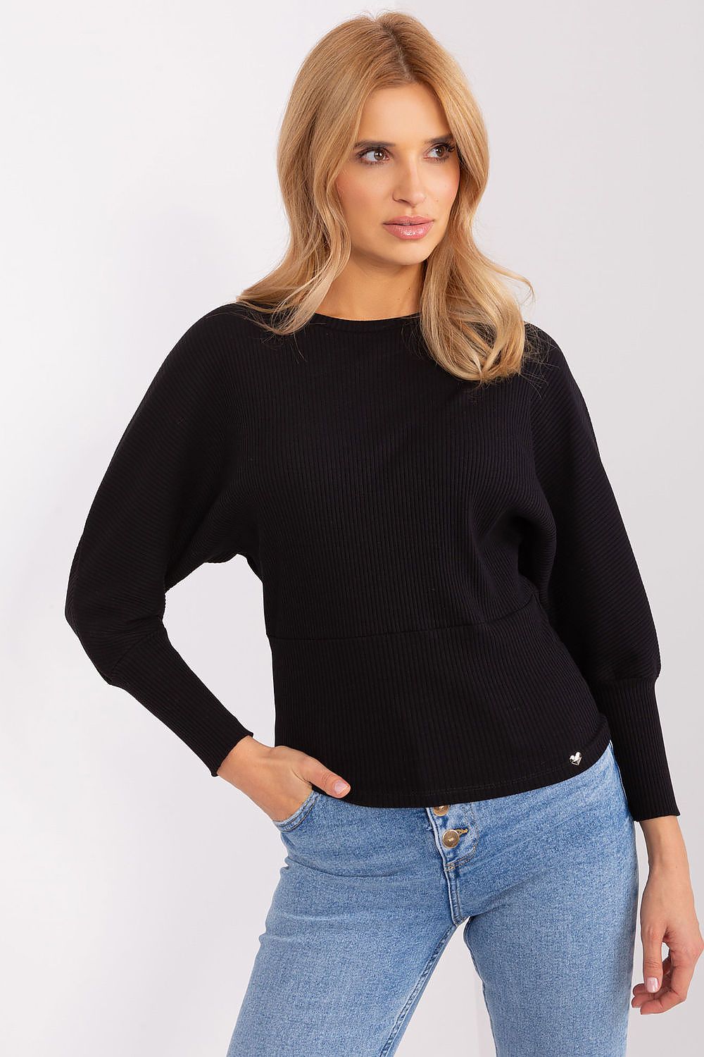 Women's Batwing-Sleeve Blouse - Textured Waist Length