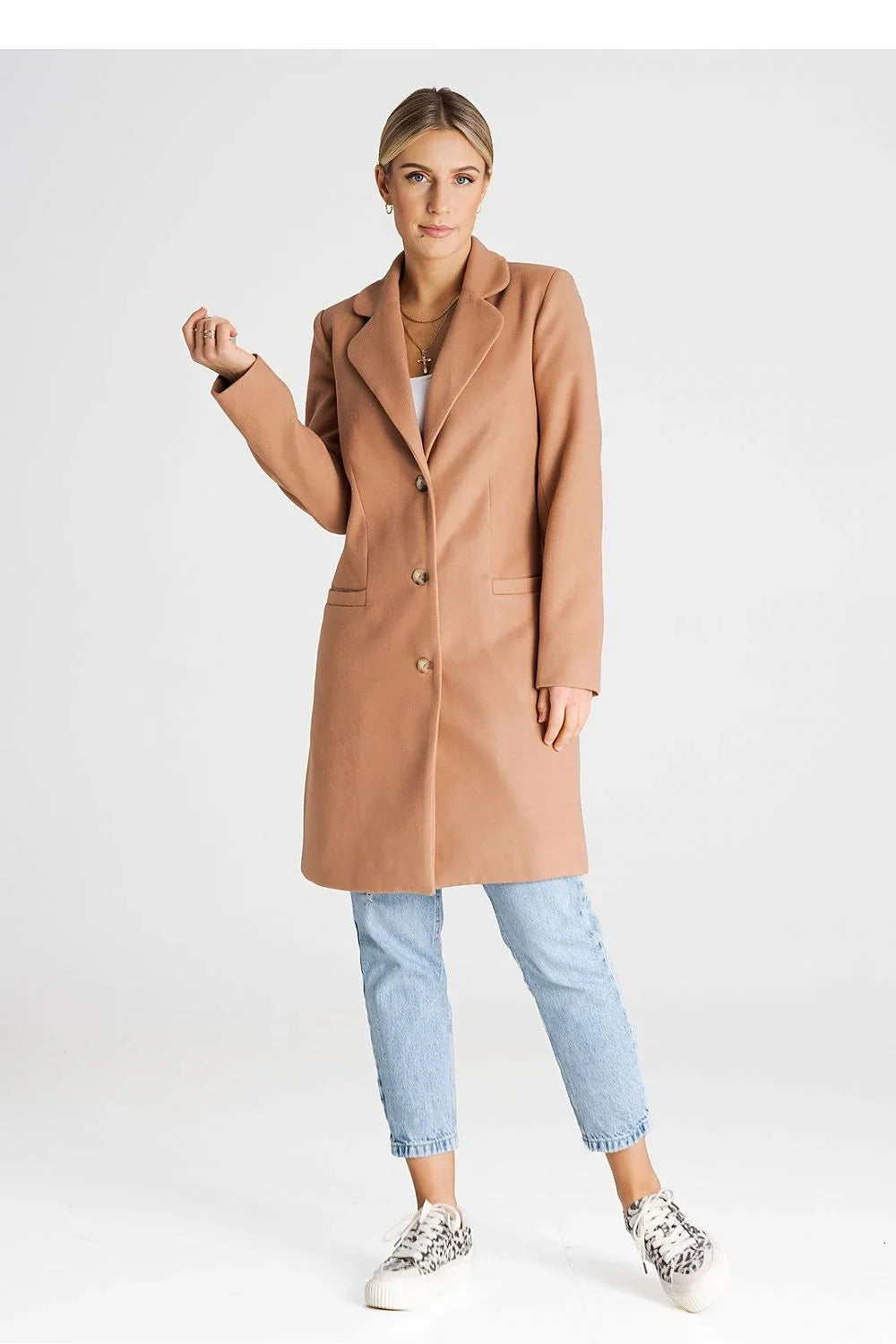 Women's Wool Overcoat - With Pockets Chic Elegant Professional