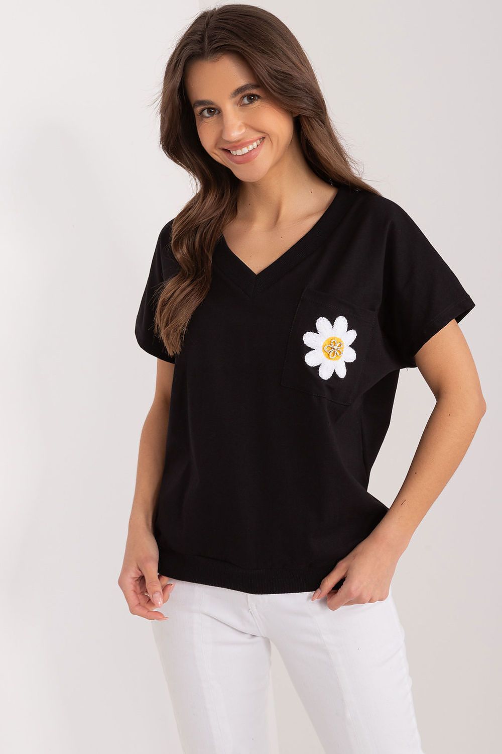 Women's Casual Blouse - Embroidered Hip Length