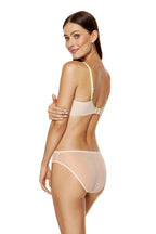 Embroidered Bra Beige Cotton Support-Women Bra-GUOCALI