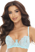Floral Bra Blue Lace Support-Women Bra-GUOCALI