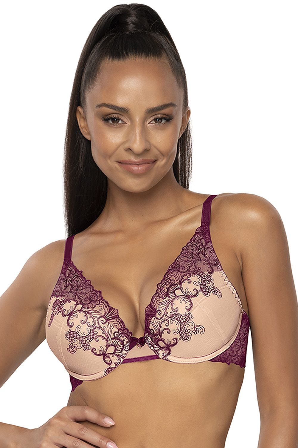 Push Up Bra Embroidered Cotton Plunge-Women Bra-GUOCALI