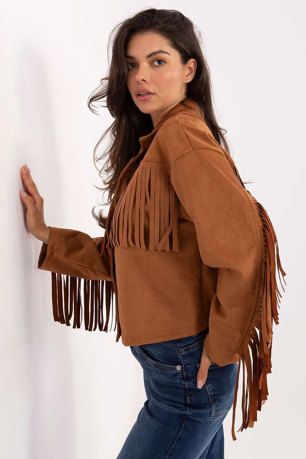 Women's Cropped Jacket - Lightweight Chic - Brown