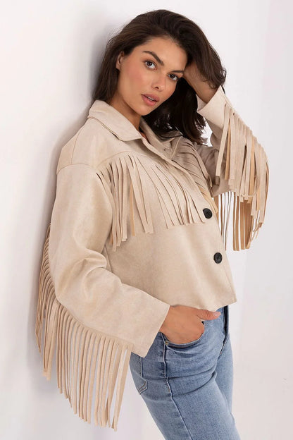 Women's Cropped Jacket - Lightweight Chic - Brown