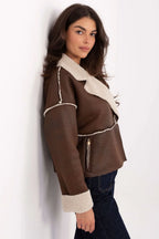 Women's Cropped Jacket - Lightweight Casual - Navy, Beige