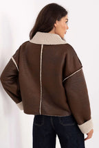 Women's Cropped Jacket - Lightweight Casual - Navy, Beige