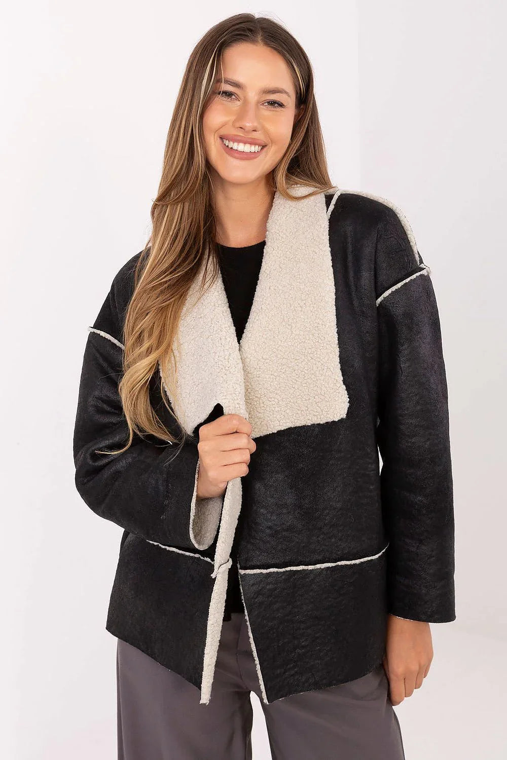 Women's Wrap Coat - Lightweight Chic - Black